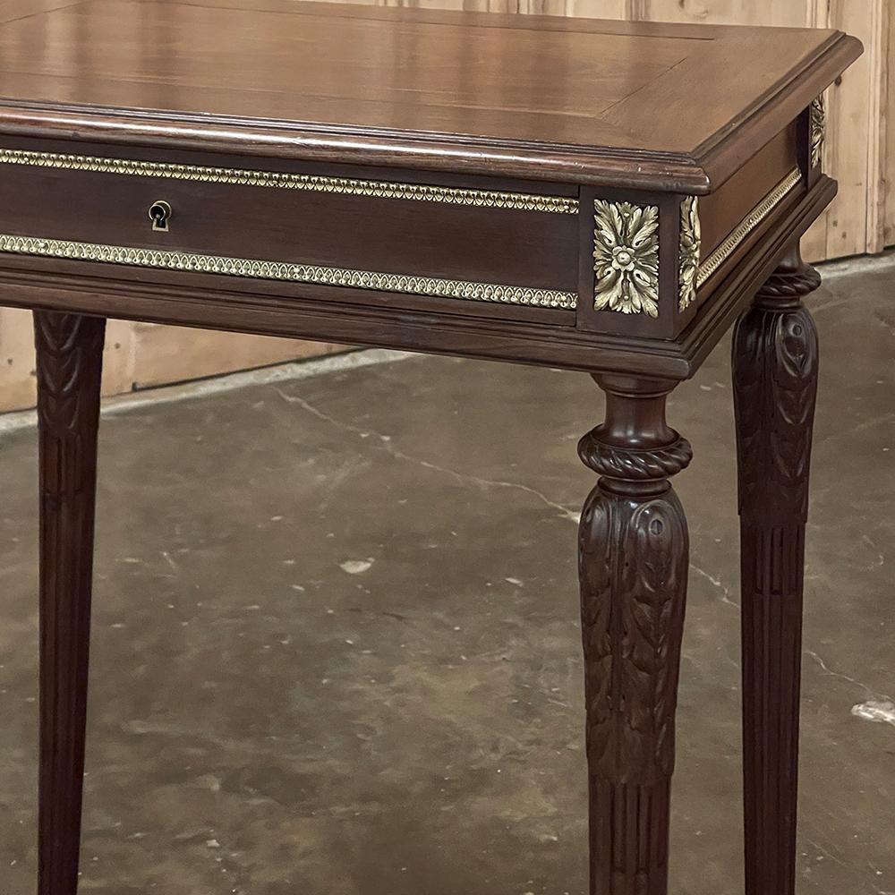 19th Century French Louis XVI Walnut End Table with Bronze Mounts For Sale 8