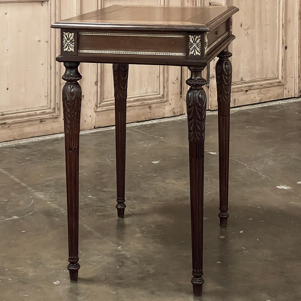 19th Century French Louis XVI Walnut End Table with Bronze Mounts For Sale 9