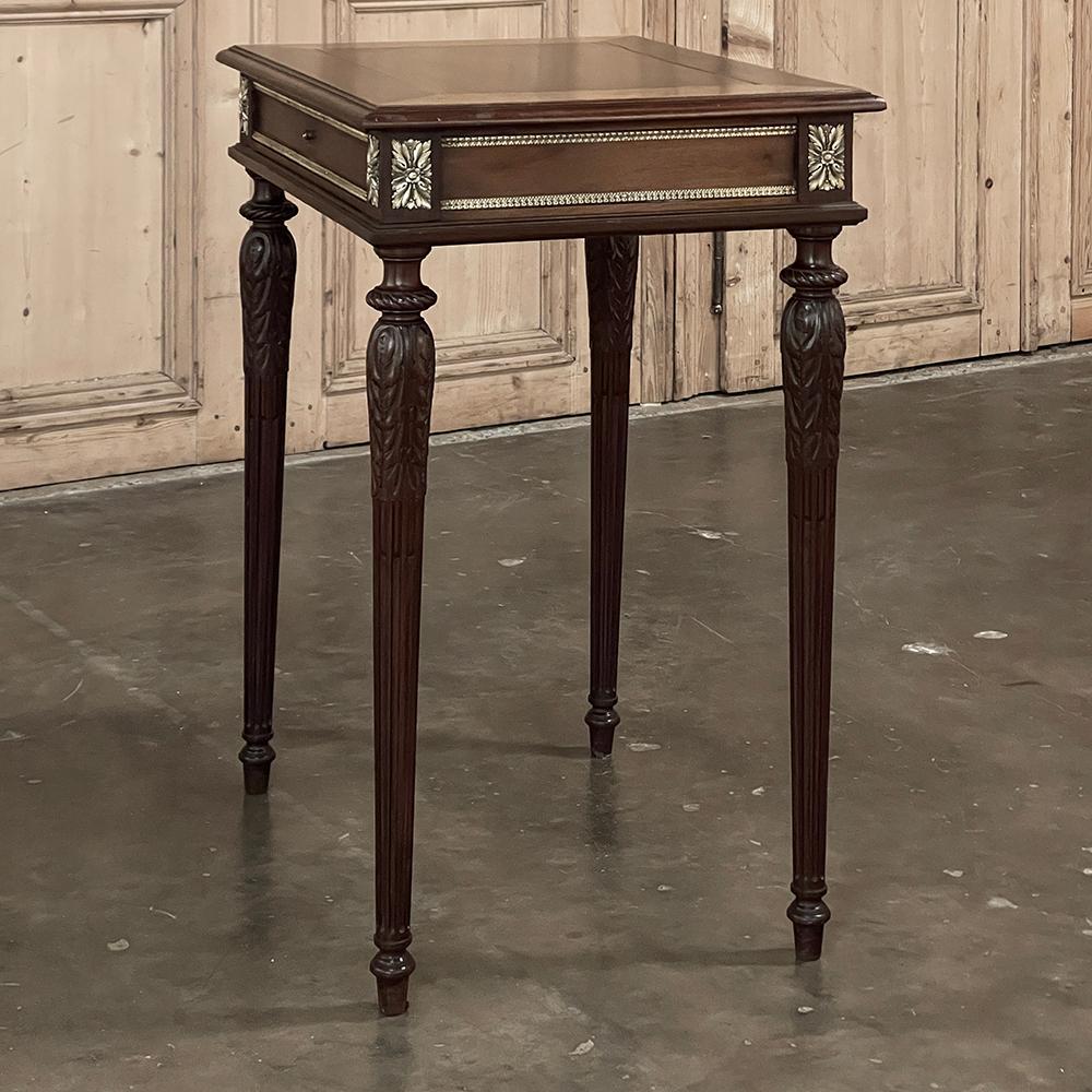 19th Century French Louis XVI Walnut End Table with Bronze Mounts For Sale 11