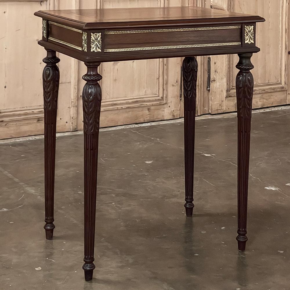 19th Century French Louis XVI Walnut End Table with Bronze Mounts For Sale 12