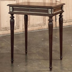 19th Century French Louis XVI Walnut End Table with Bronze Mounts