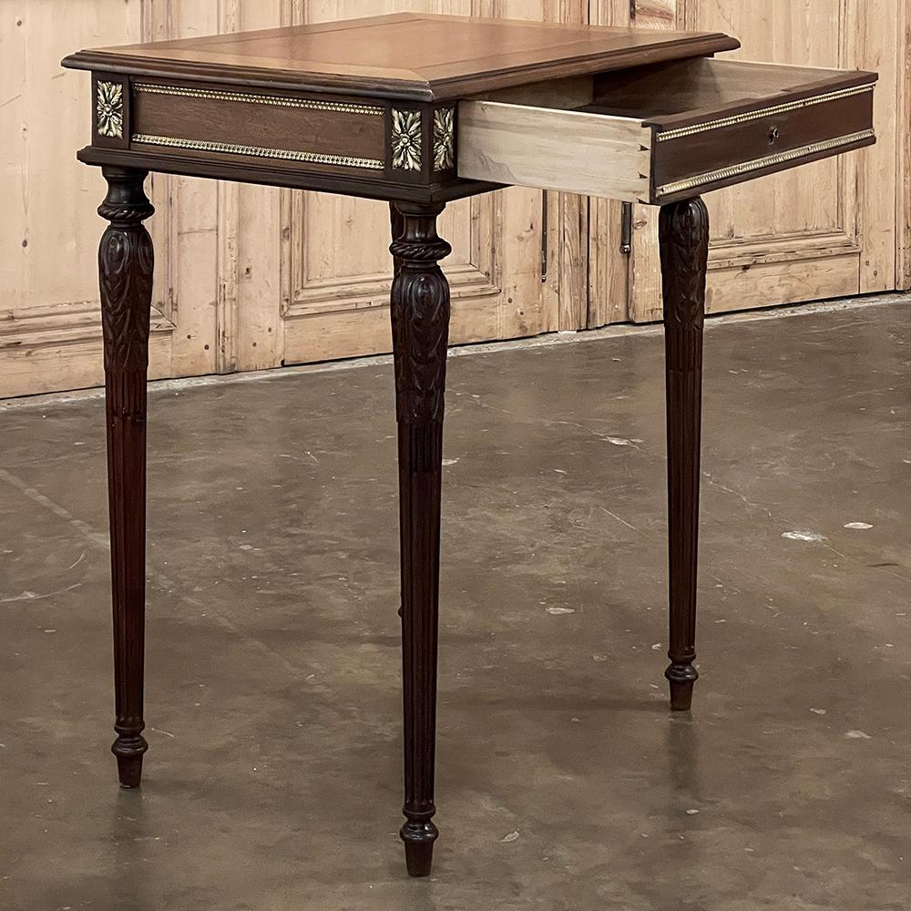 Late 19th Century 19th Century French Louis XVI Walnut End Table with Bronze Mounts For Sale