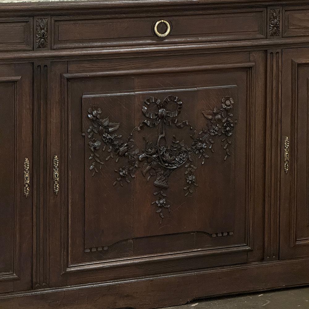 19th Century French Louis XVI Walnut Marble Top Buffet ~ Credenza For Sale 7