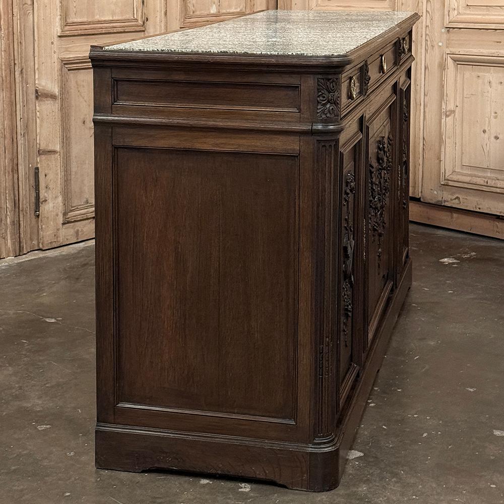 19th Century French Louis XVI Walnut Marble Top Buffet ~ Credenza For Sale 12
