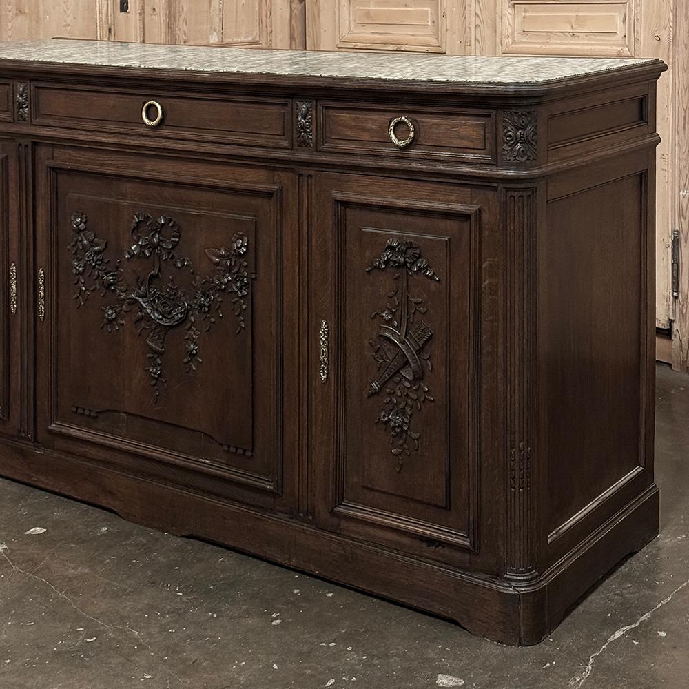 19th Century French Louis XVI Walnut Marble Top Buffet ~ Credenza For Sale 13