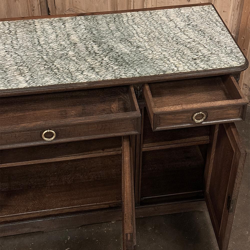 19th Century French Louis XVI Walnut Marble Top Buffet ~ Credenza For Sale 1