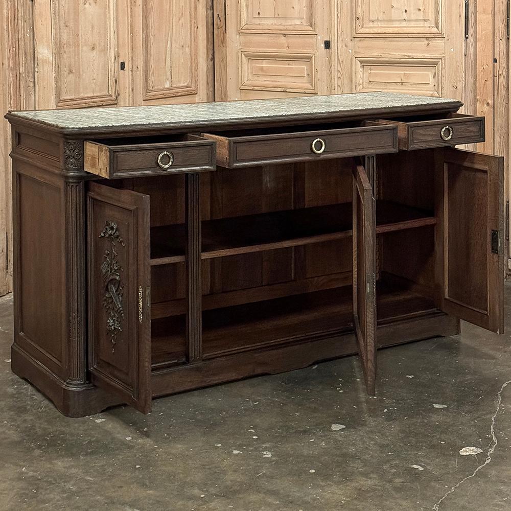 19th Century French Louis XVI Walnut Marble Top Buffet ~ Credenza For Sale 2