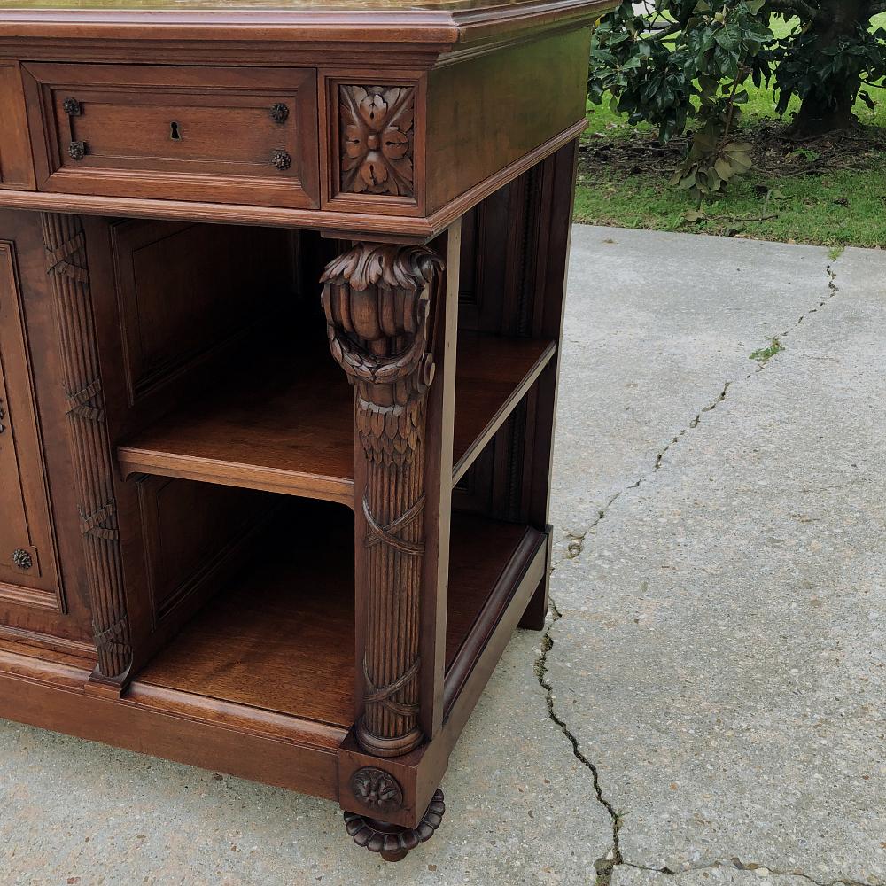 19th Century French Louis XVI Walnut Marble Top Buffet For Sale 6