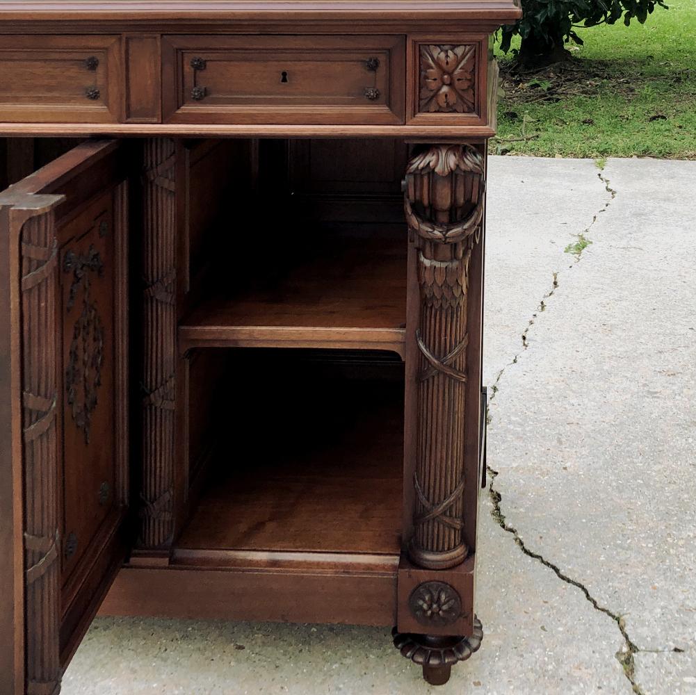 19th Century French Louis XVI Walnut Marble Top Buffet For Sale 7