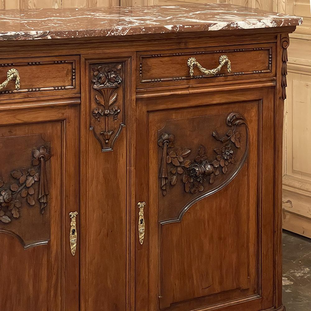 19th Century French Louis XVI Walnut Marble Top Buffet For Sale 5
