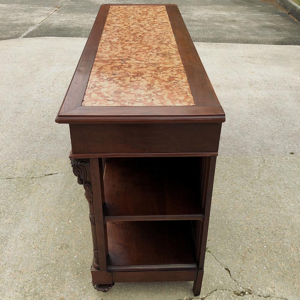19th Century French Louis XVI Walnut Marble Top Buffet For Sale 8