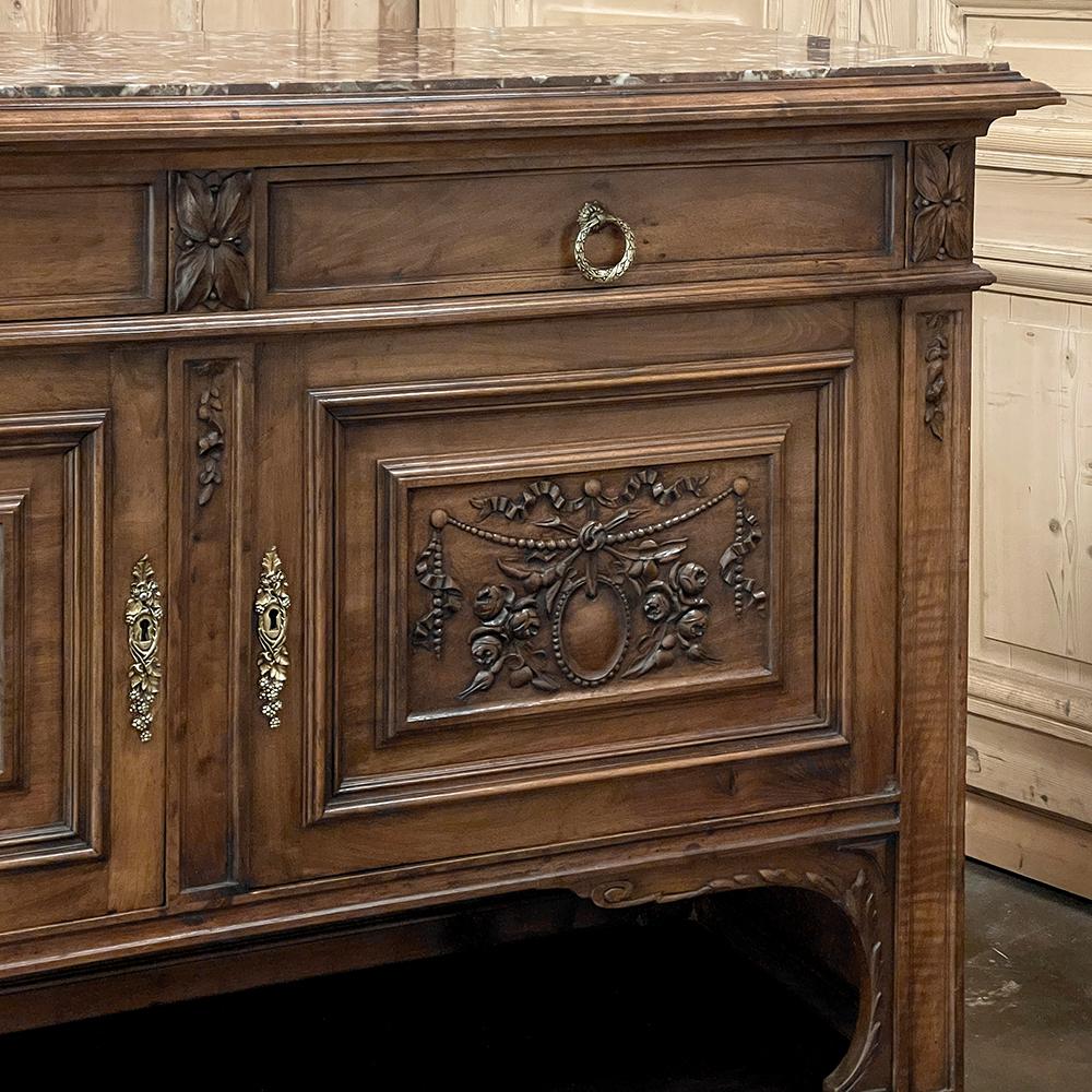 19th Century French Louis XVI Walnut Marble Top Buffet For Sale 6