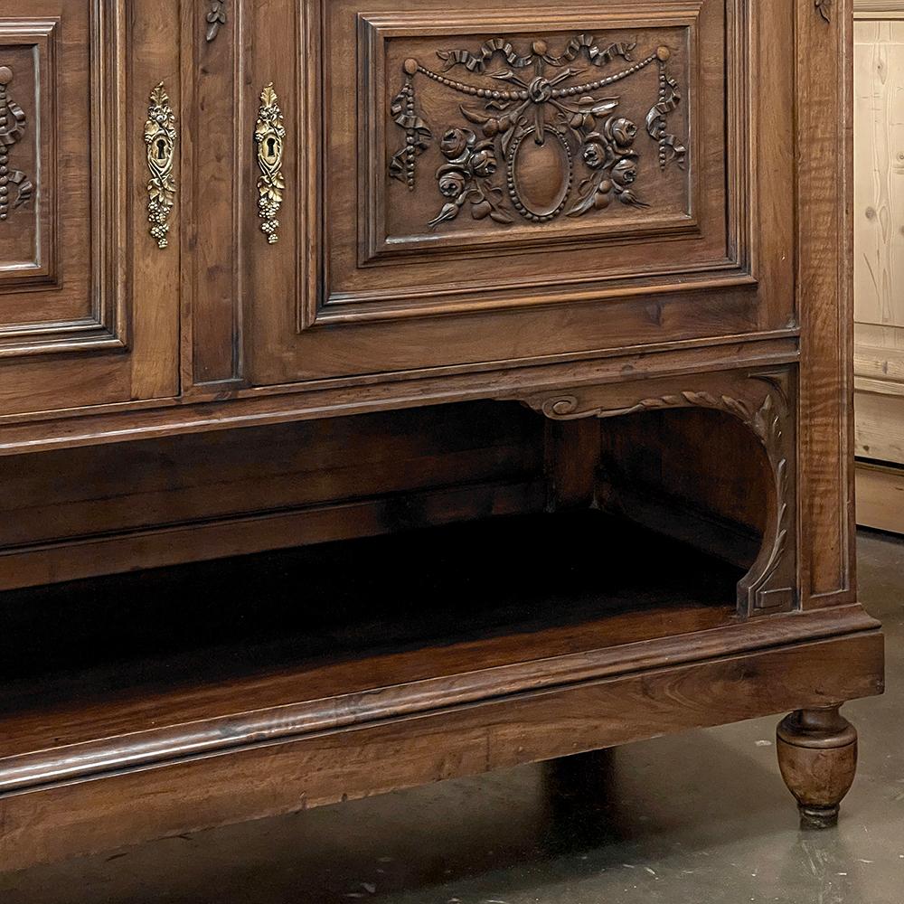 19th Century French Louis XVI Walnut Marble Top Buffet For Sale 8