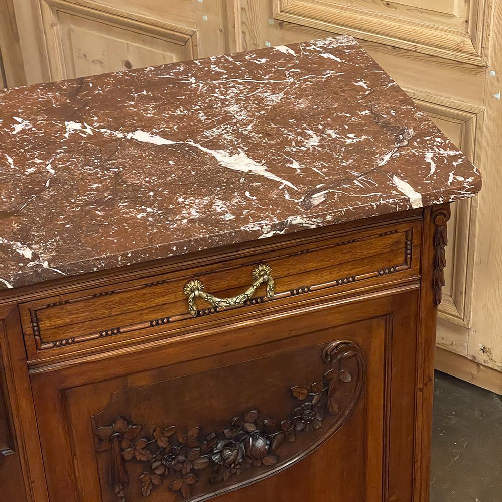 19th Century French Louis XVI Walnut Marble Top Buffet For Sale 10