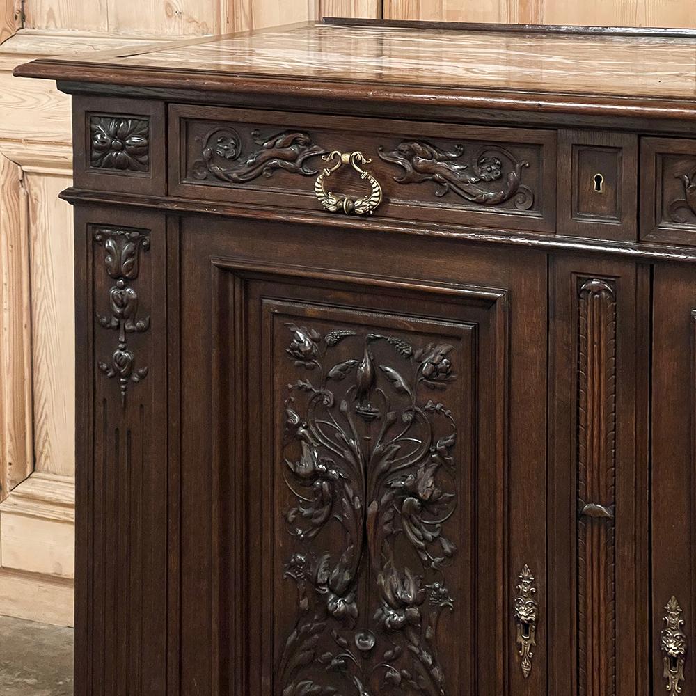 19. Jahrhundert Französisch Louis XVI Nussbaum Marmorplatte Buffet im Angebot 10