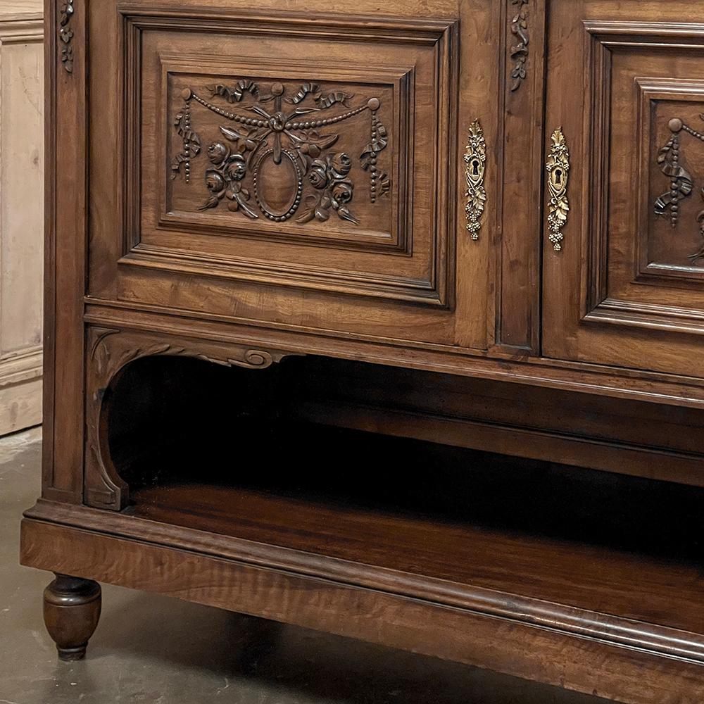 19th Century French Louis XVI Walnut Marble Top Buffet For Sale 12