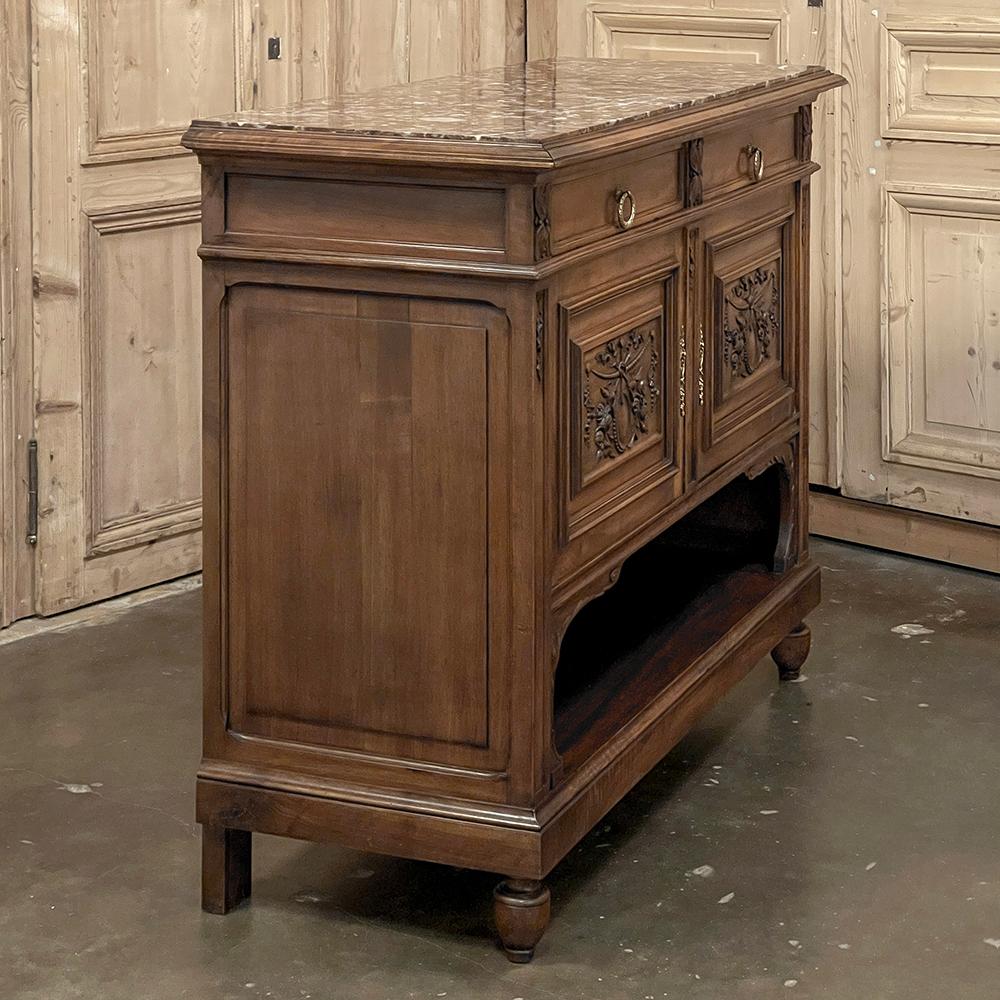 19th Century French Louis XVI Walnut Marble Top Buffet For Sale 13