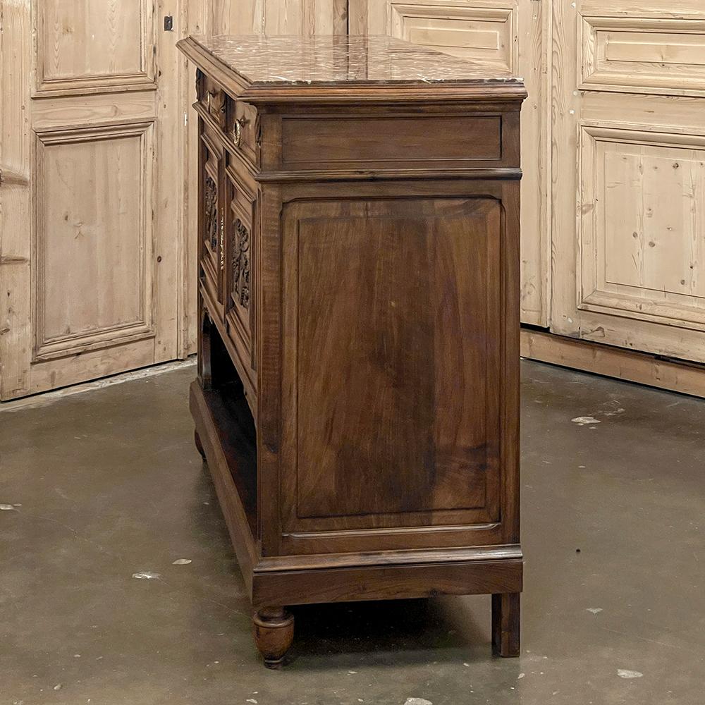 19th Century French Louis XVI Walnut Marble Top Buffet For Sale 14