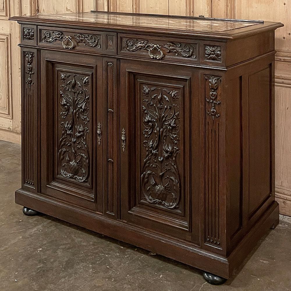 19th Century French Louis XVI Walnut Marble Top Buffet In Good Condition For Sale In Dallas, TX