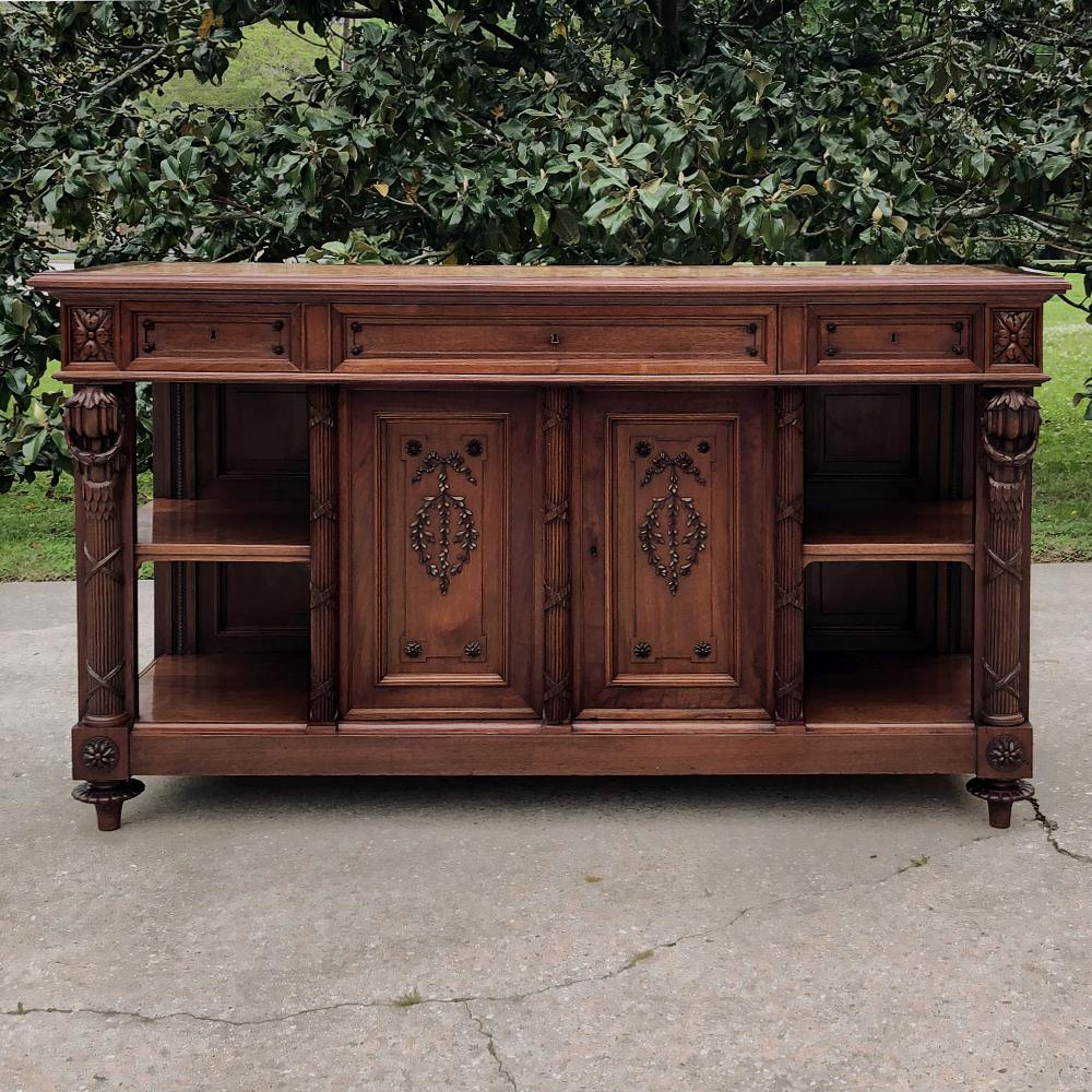 19th Century French Louis XVI Walnut Marble Top Buffet For Sale 1