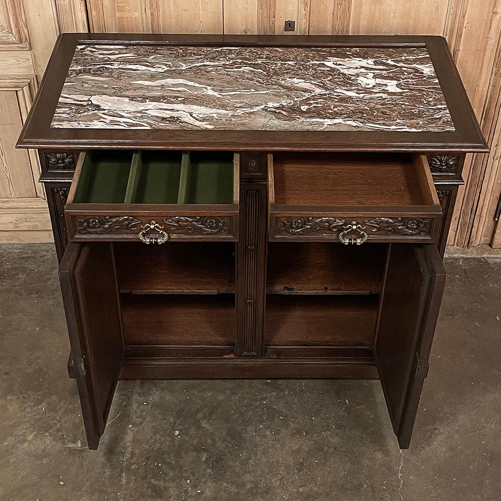 19th Century French Louis XVI Walnut Marble Top Buffet For Sale 2