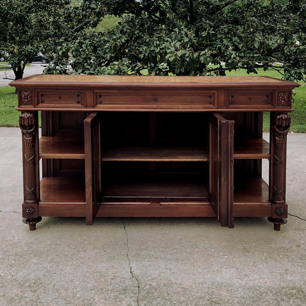 19th Century French Louis XVI Walnut Marble Top Buffet For Sale 3