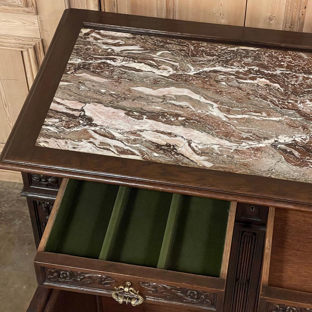 19. Jahrhundert Französisch Louis XVI Nussbaum Marmorplatte Buffet im Angebot 1