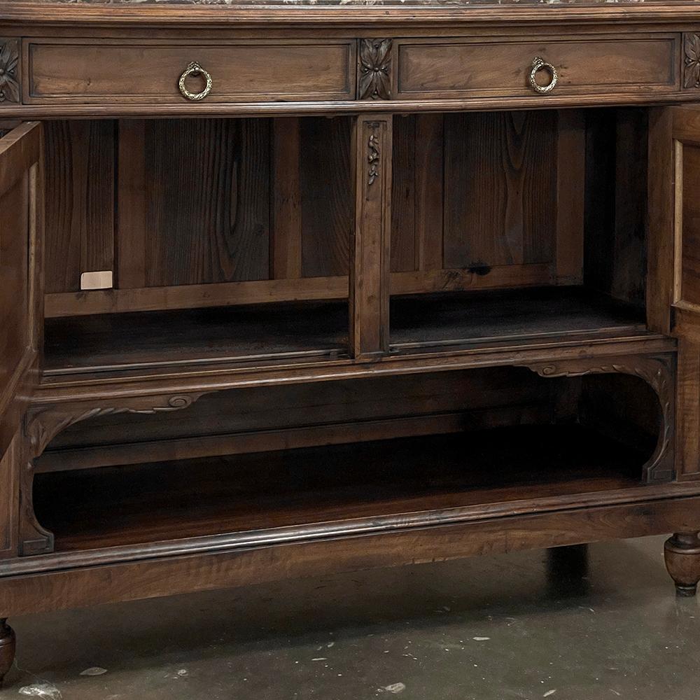 19th Century French Louis XVI Walnut Marble Top Buffet For Sale 1