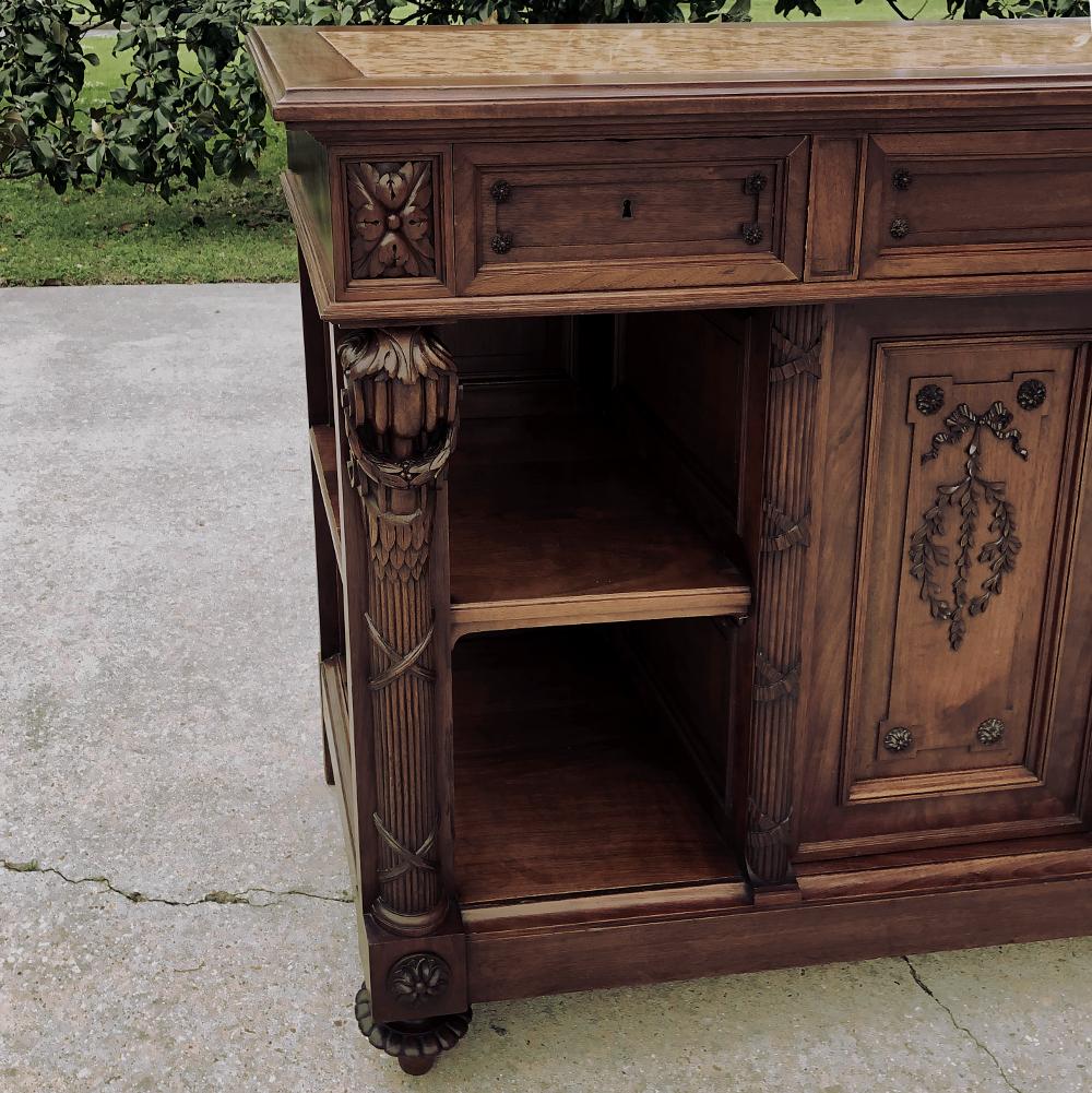19th Century French Louis XVI Walnut Marble Top Buffet For Sale 4