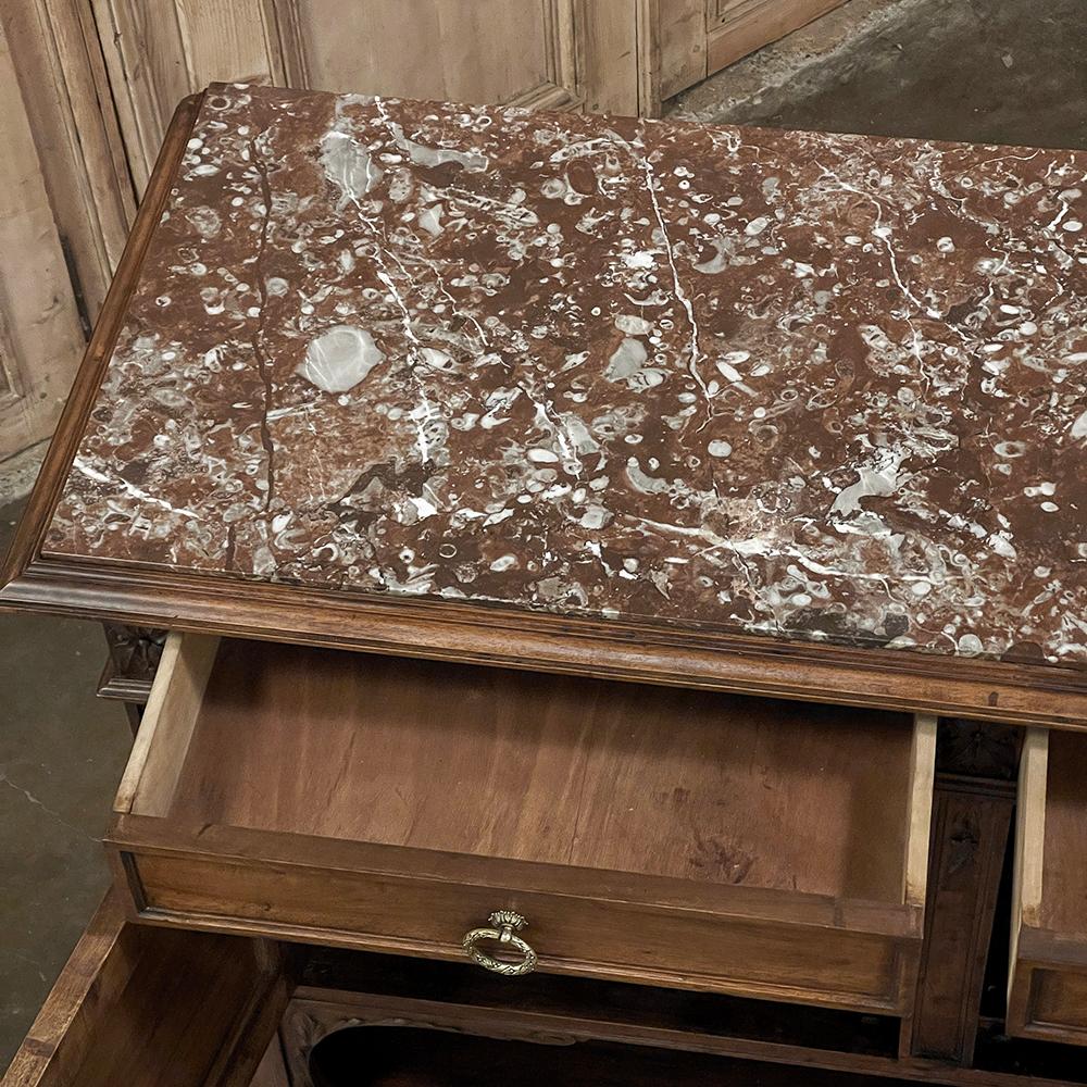 19th Century French Louis XVI Walnut Marble Top Buffet For Sale 3