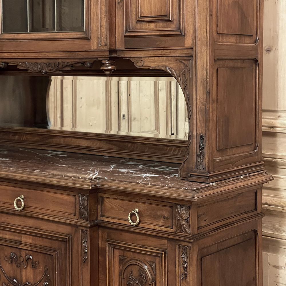 19th Century French Louis XVI Walnut Marble Top China Buffet For Sale 11