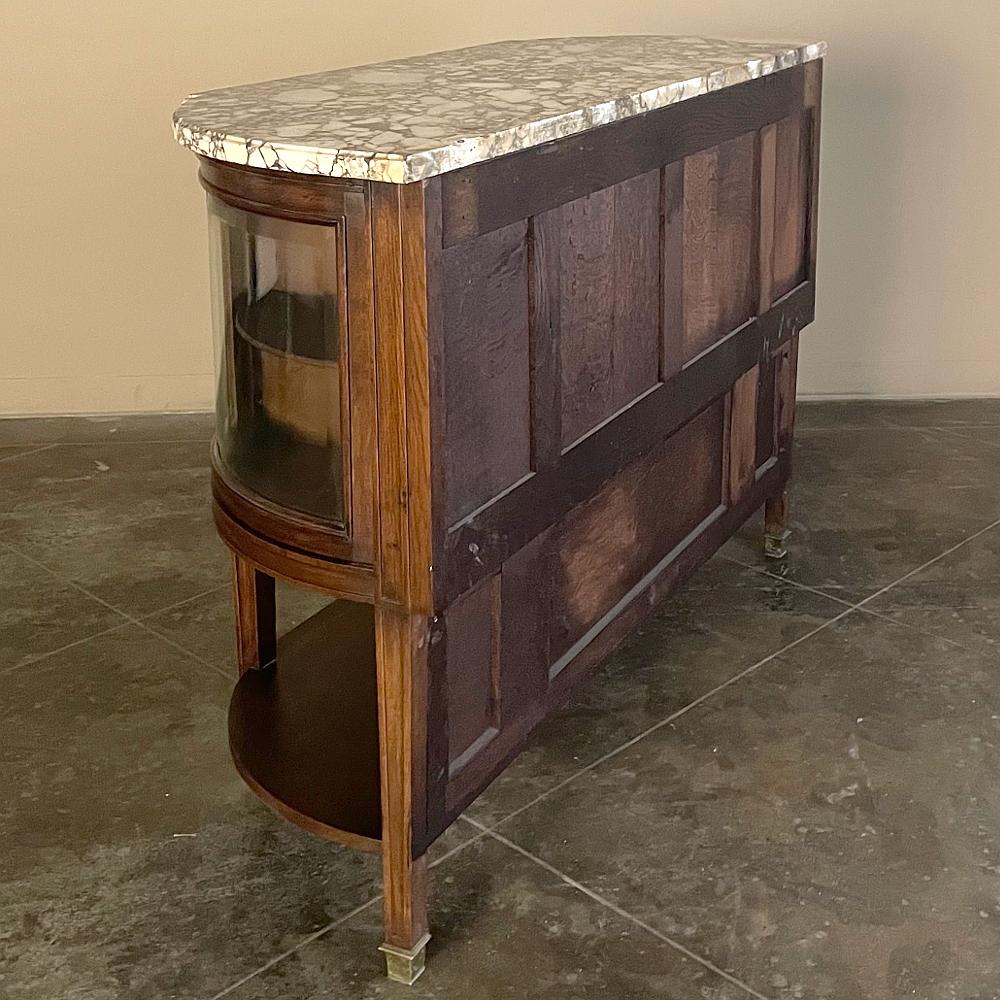 19th Century French Louis XVI Walnut Marble Top Display Buffet ~ Linen Press For Sale 8