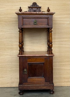 19th Century, French, Louis XVI Walnut Marble Top Nightstand