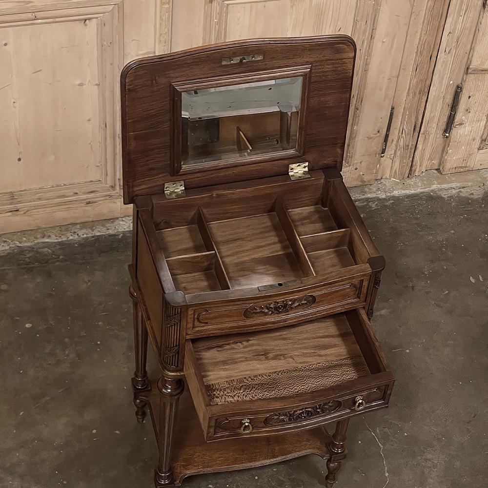 Late 19th Century 19th Century French Louis XVI Walnut Nightstand ~ Jewelry Box For Sale