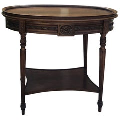 19th Century French Louis XVI Walnut Oval Center Table, End Table