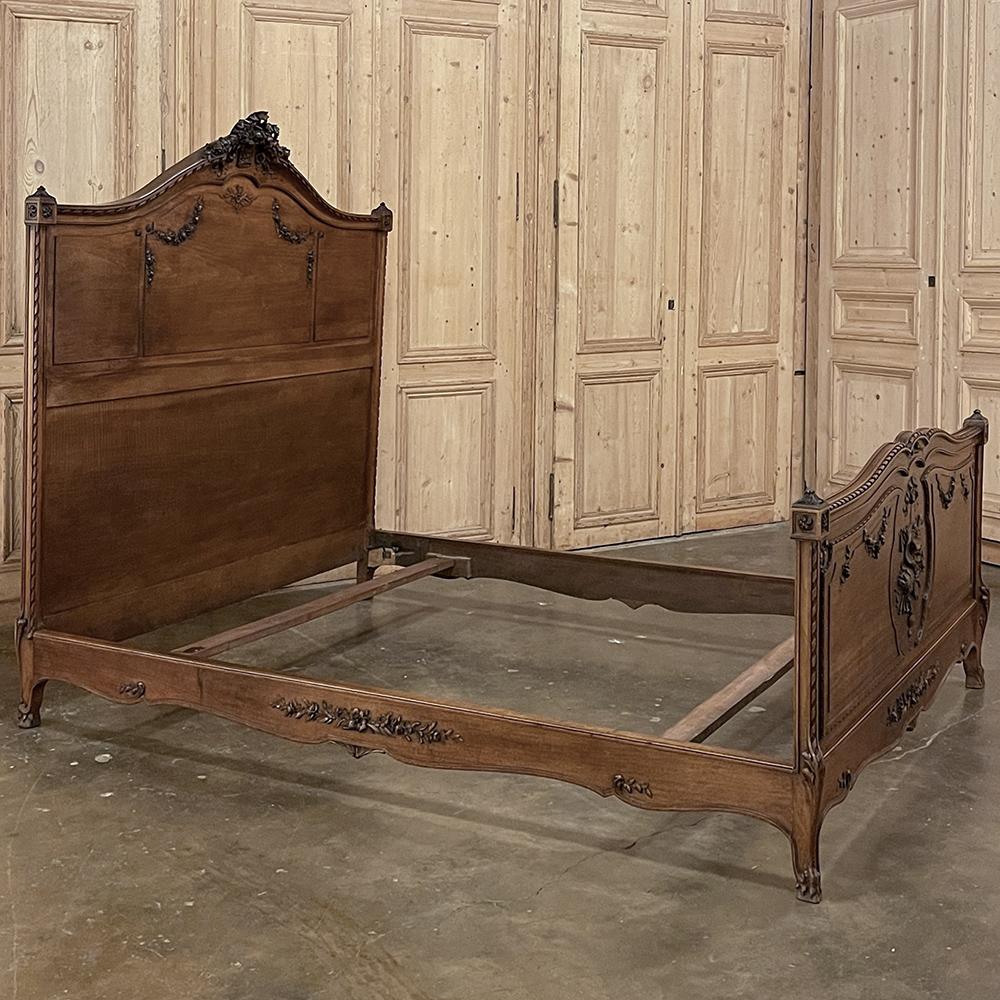 Late 19th Century 19th Century French Louis XVI Walnut Queen Bed