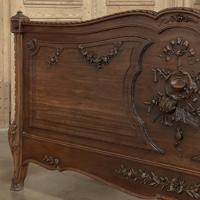 19th Century French Louis XVI Walnut Queen Bed For Sale at 1stDibs