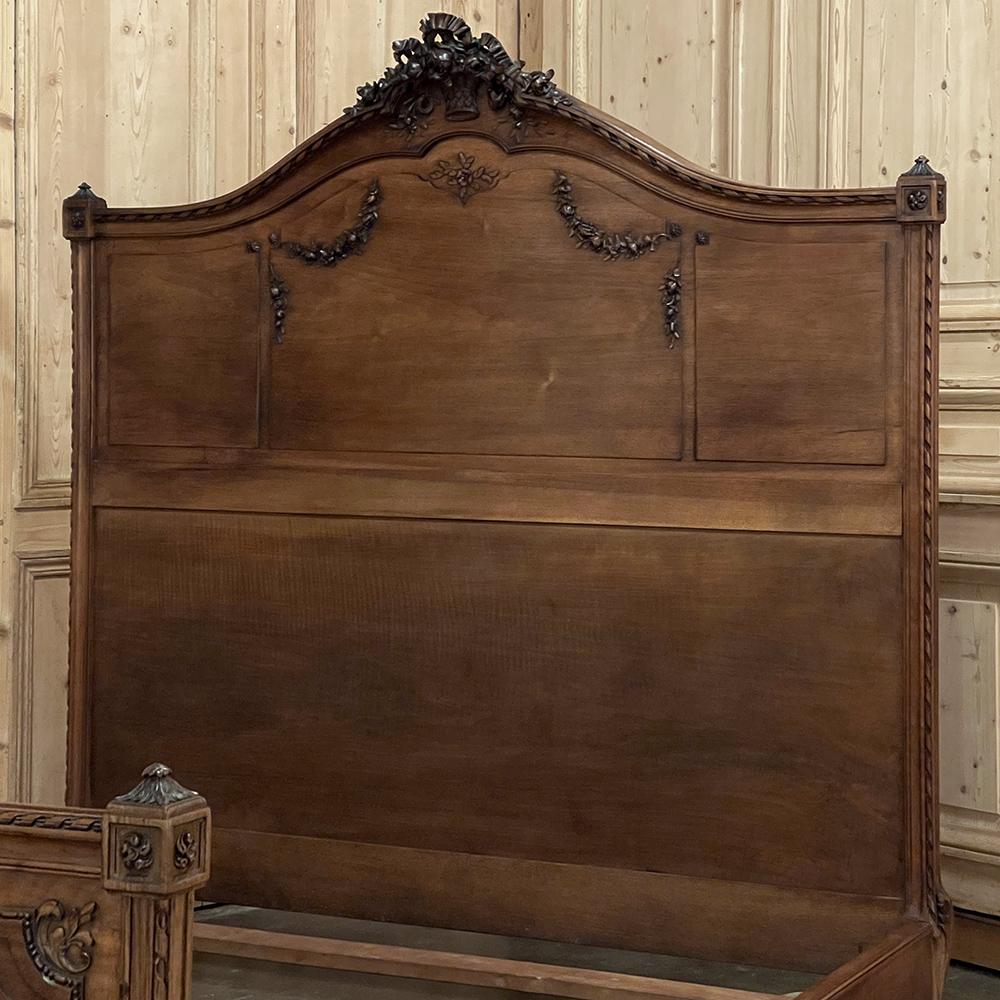 19th Century French Louis XVI Walnut Queen Bed 4
