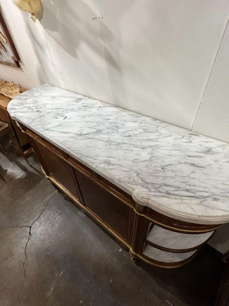 19th Century French Louis XVI Walnut Server with Carrara Marble Top For Sale 3