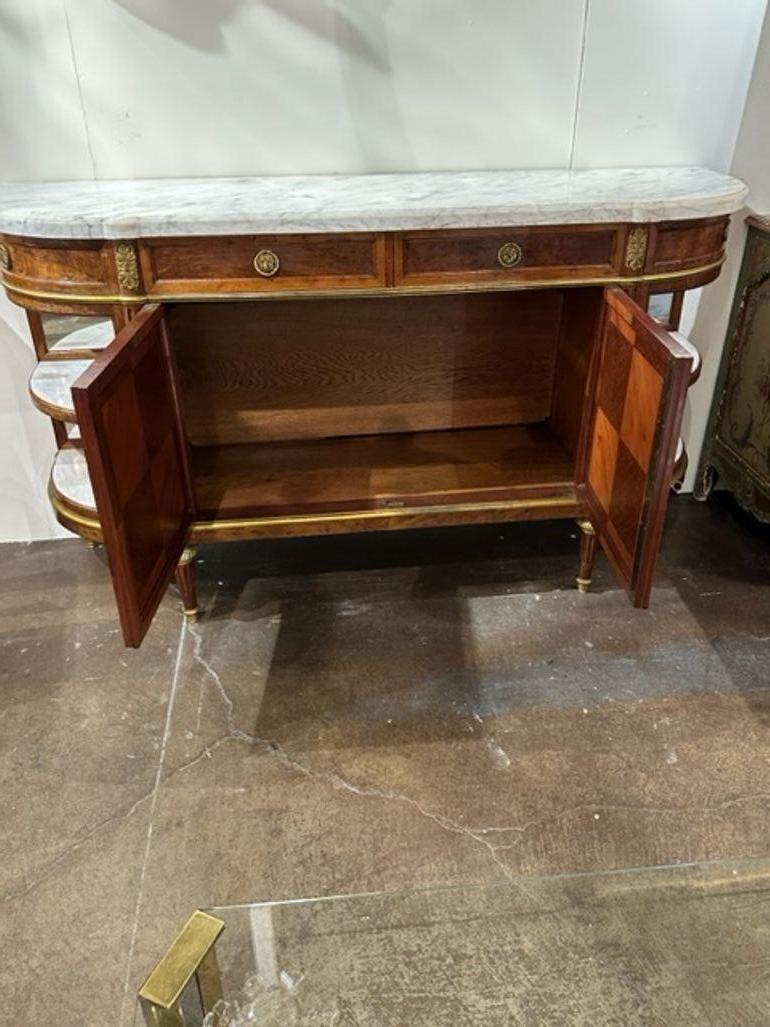 19th Century French Louis XVI Walnut Server with Carrara Marble Top For Sale 6