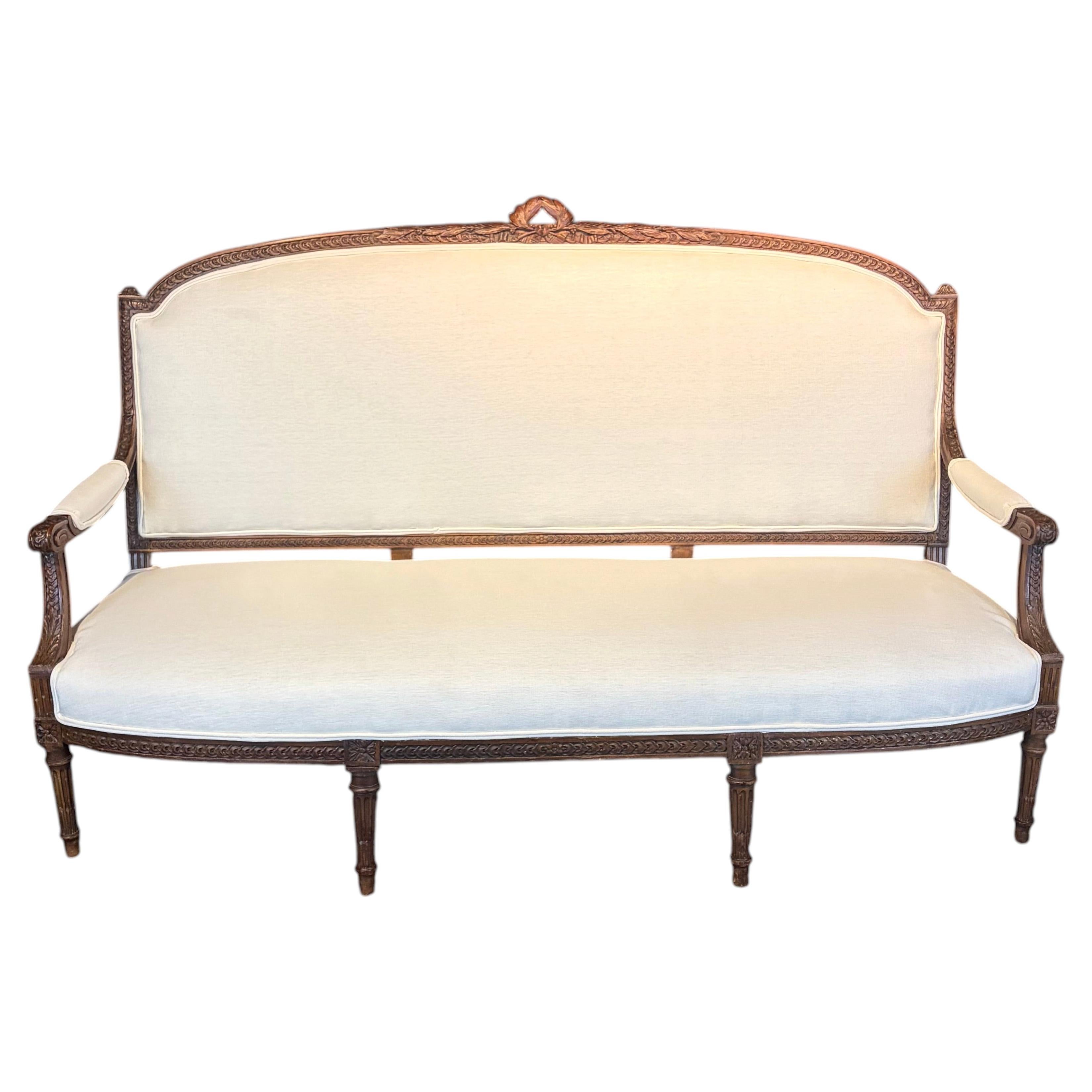 19th Century French Louis XVI Walnut Sofa or Canapé with Museum Quality For Sale