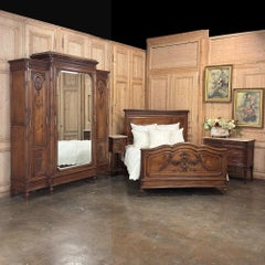 19th Century French Louis XVI Walnut Triple Armoire