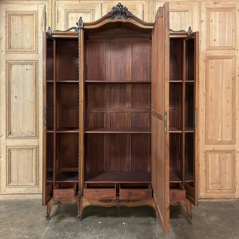 Late 19th Century 19th Century French Louis XVI Walnut Triple Armoire For Sale