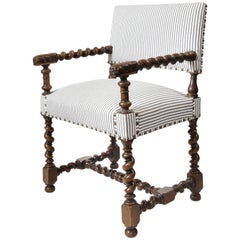 19th Century, French Louis xviii Style Carved Walnut Armchair