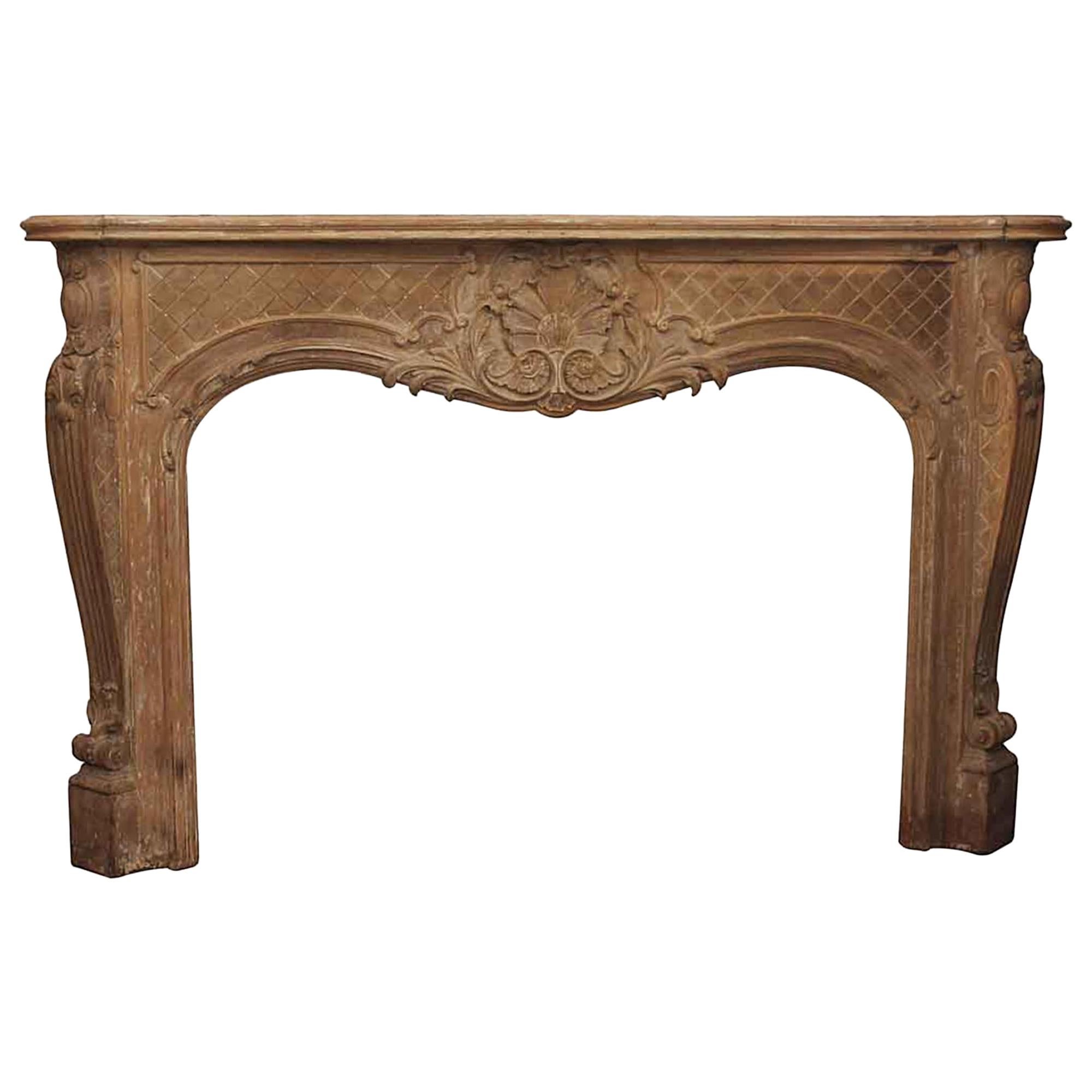 19th Century French Lous XV Carved Wooden Mantel