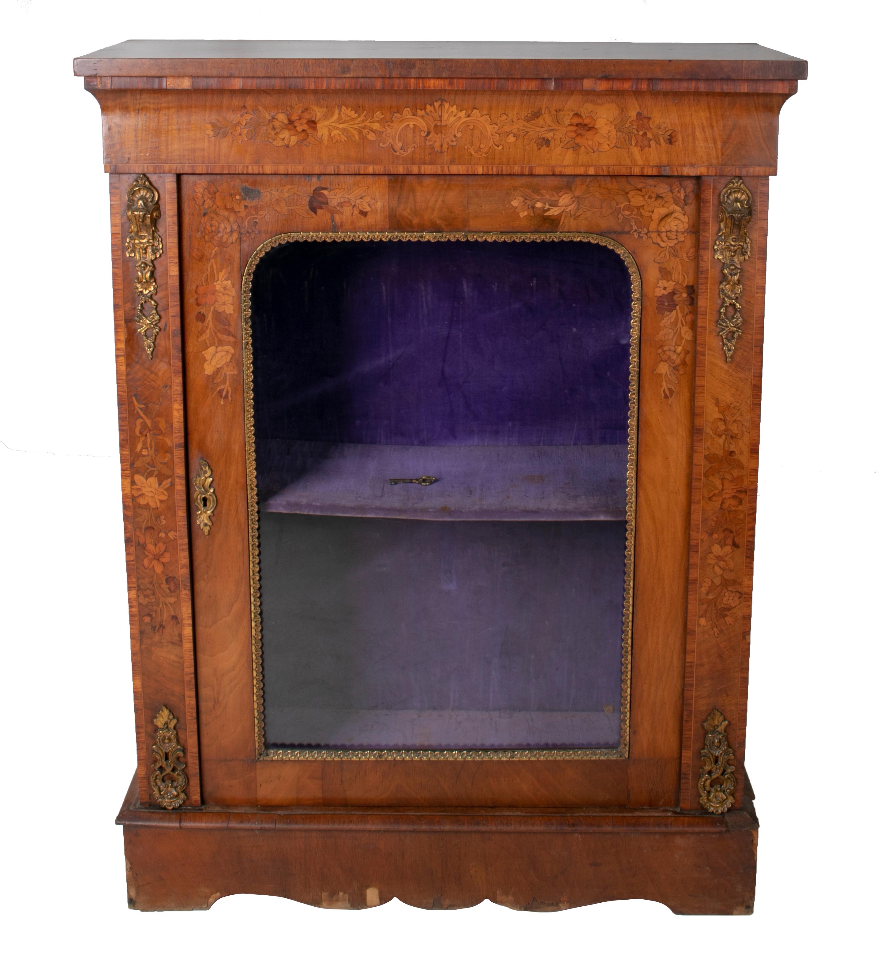 19th century French low wall cabinet with door and bronze fittings.