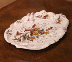 19th Century French Luneville “Campanule” Barbotine Floral Platter, circa 1890