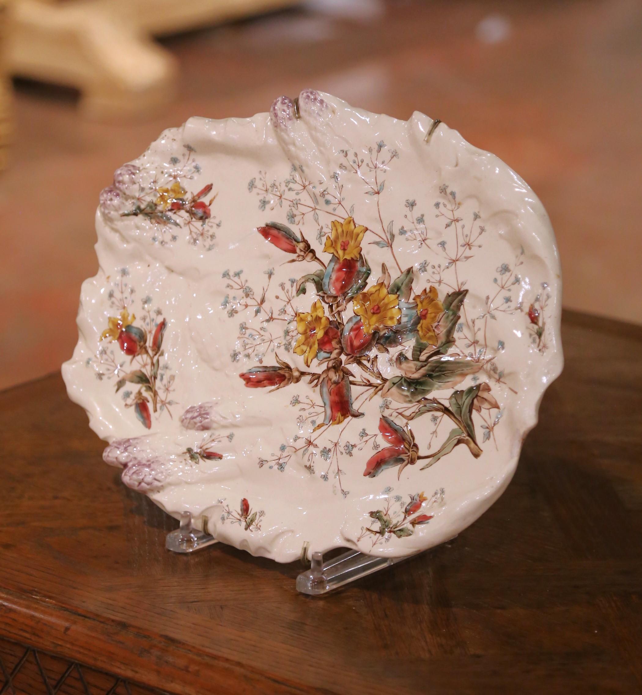 Fait main Plat à fleurs Barbotine 