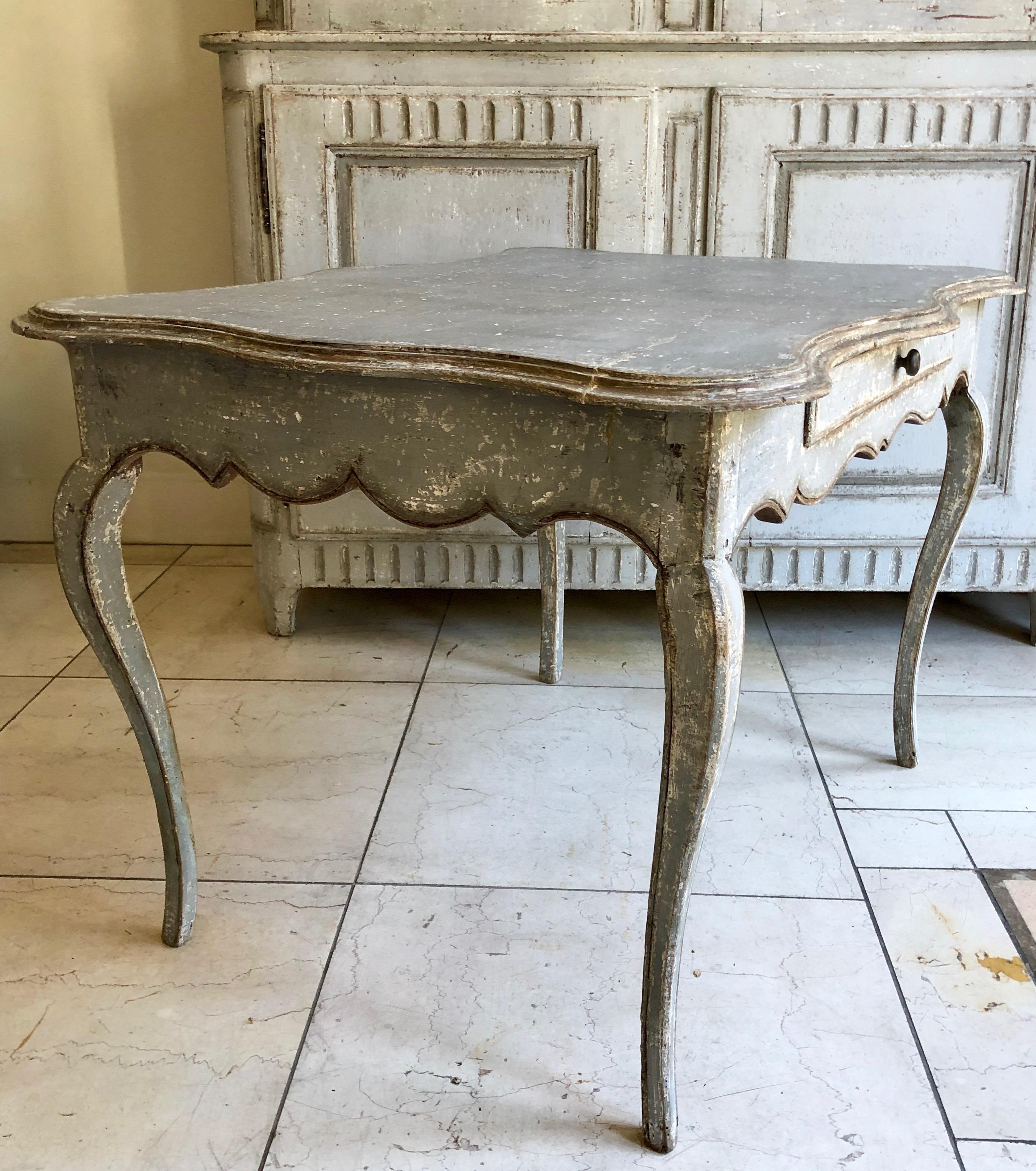 Louis XV 19th Century French Lxv Style Painted Writing Table