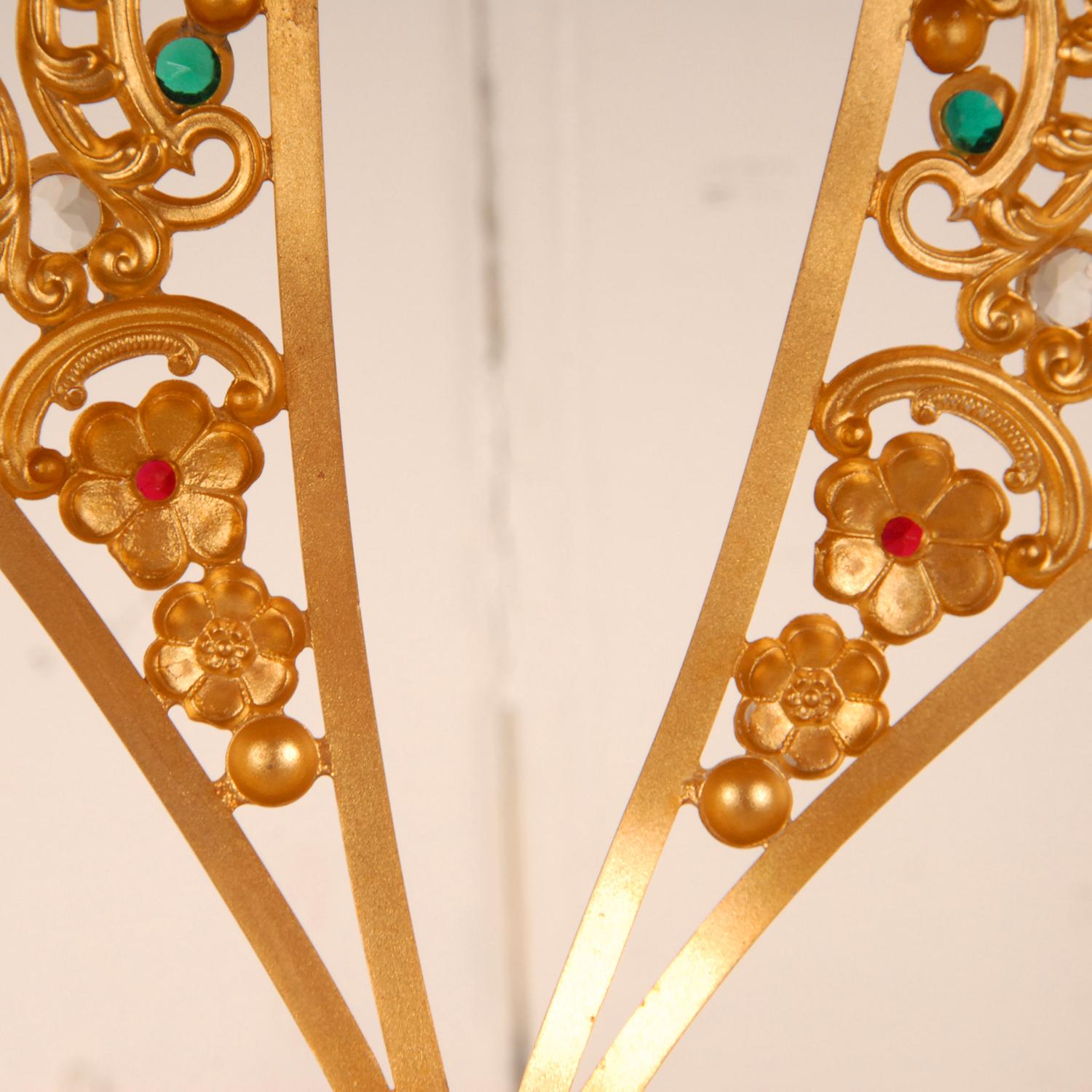 19th Century French Madonna Religious Gold Crown Jewelled Santos Crown Life Size 1